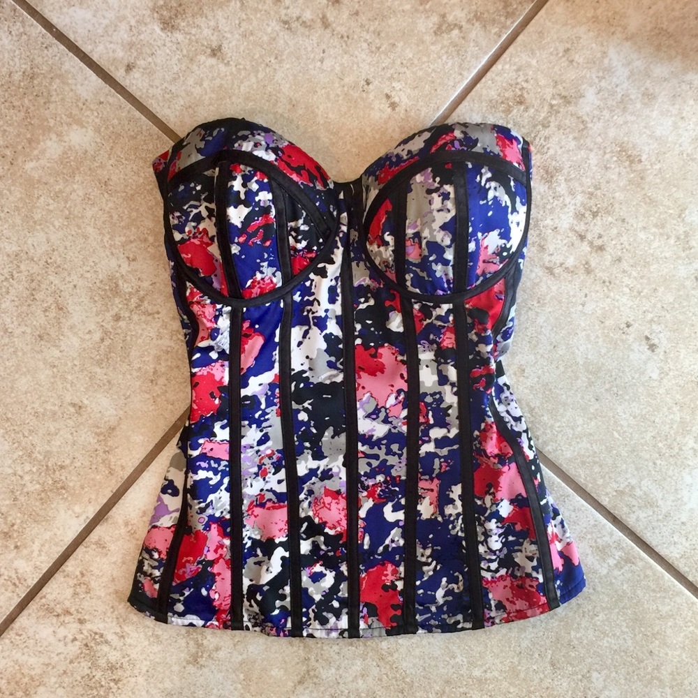 BEBE bustier. Bold colors with bodice lining